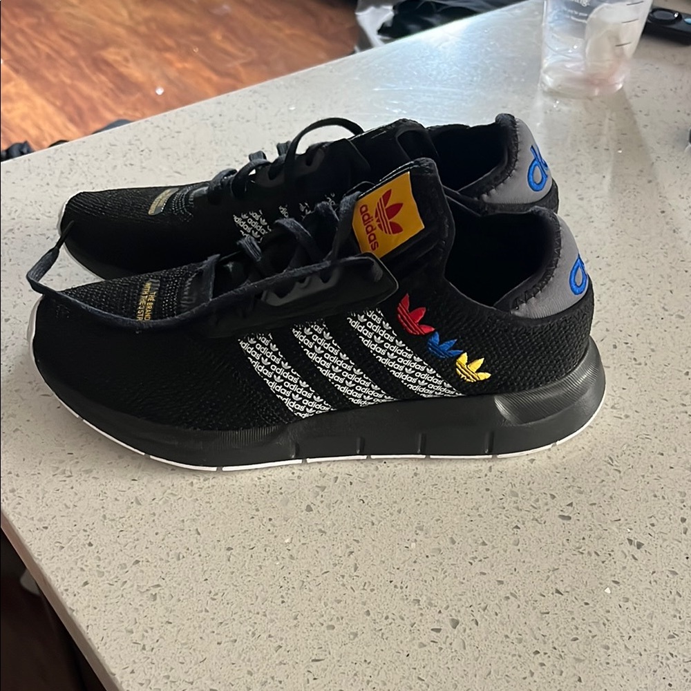 Adidas Black Sneakers with Multicolor Logo